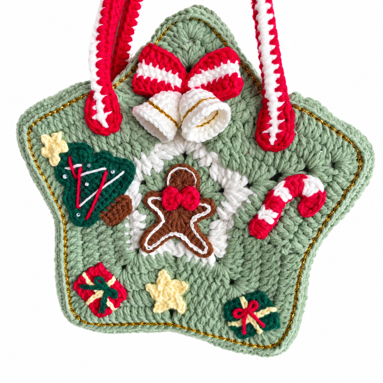 Christmas Star Bag Crochet Pattern — Star-Shaped Bag with Christmas Appliques, Lined Bag with Magnetic Clasp, PDF Pattern - Image 2
